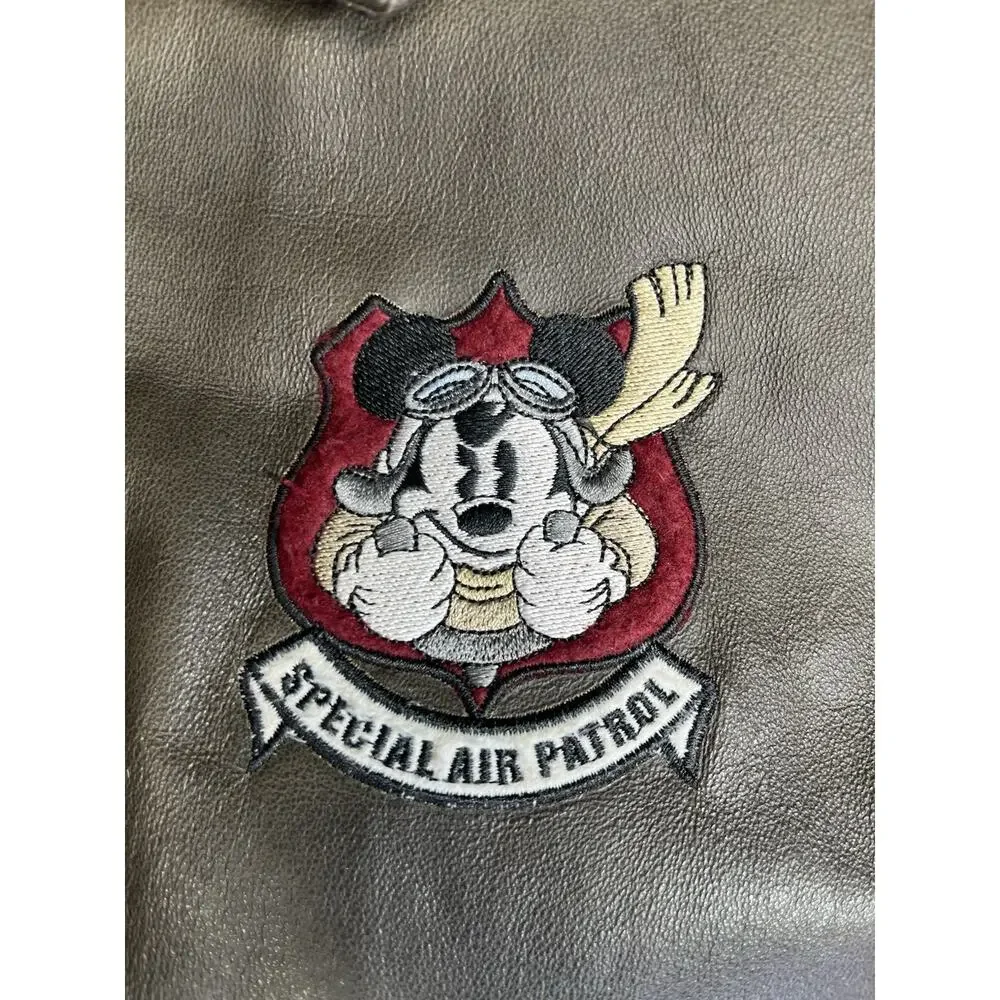Disney Store Special Air Patrol MICKEY MOUSE Pilot Leather Bomber Jacket Medium